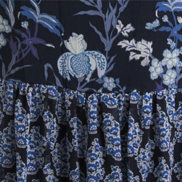 NWT Taylor Women's Floral Mixed Print Smocked Top Tiered Maxi Dress - Picture 5 of 7